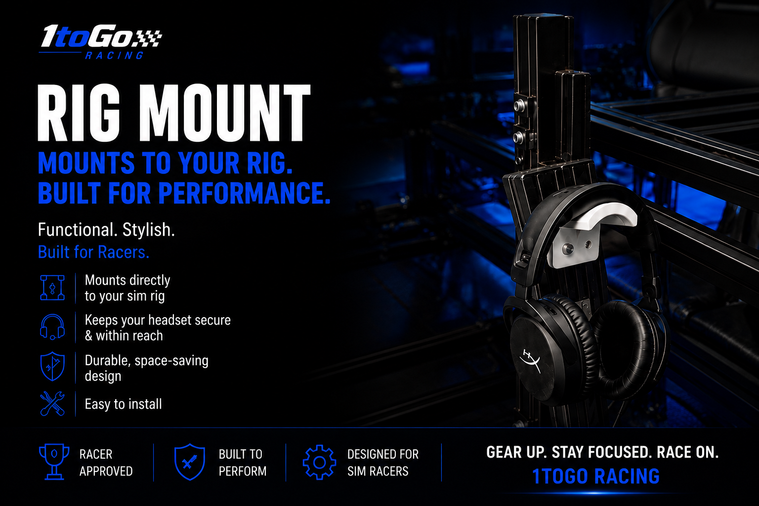 Sim Racing Rig Mount Headset Holder