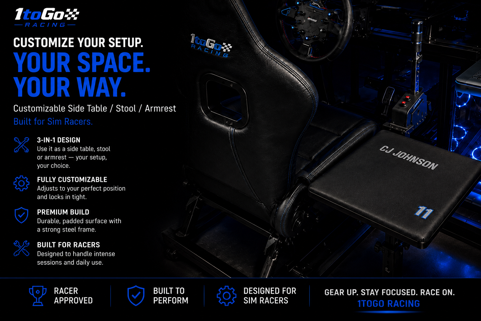 Custom 3-in-1 Sim Racing Side Table